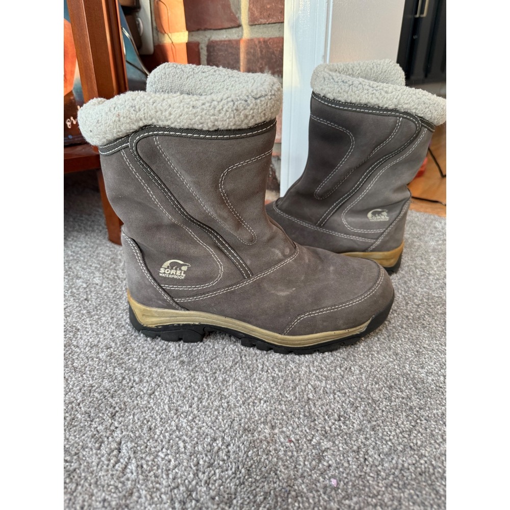 Womens Sorel Waterfall Suede Boots Waterproof Lined Sz 8.5 Winter Waterproof